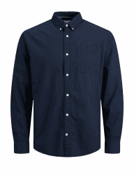 👔 JACK & JONES Herren Slim Fit Freizeithemd 100% Baumwolle Langarm Kariert Navy M XL Navy Blazer