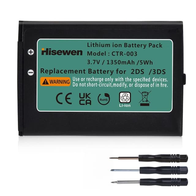 🎮 Hisewen 1350mAh CTR-003 Akku Ersatz für Nintendo 3DS, 2DS, New 2DS XL