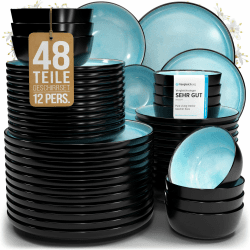Steingut Geschirrset 12 Personen Ibiza 48 tlg. | Traumhaftes Mediterranes Steingut Geschirr Set 🍽️