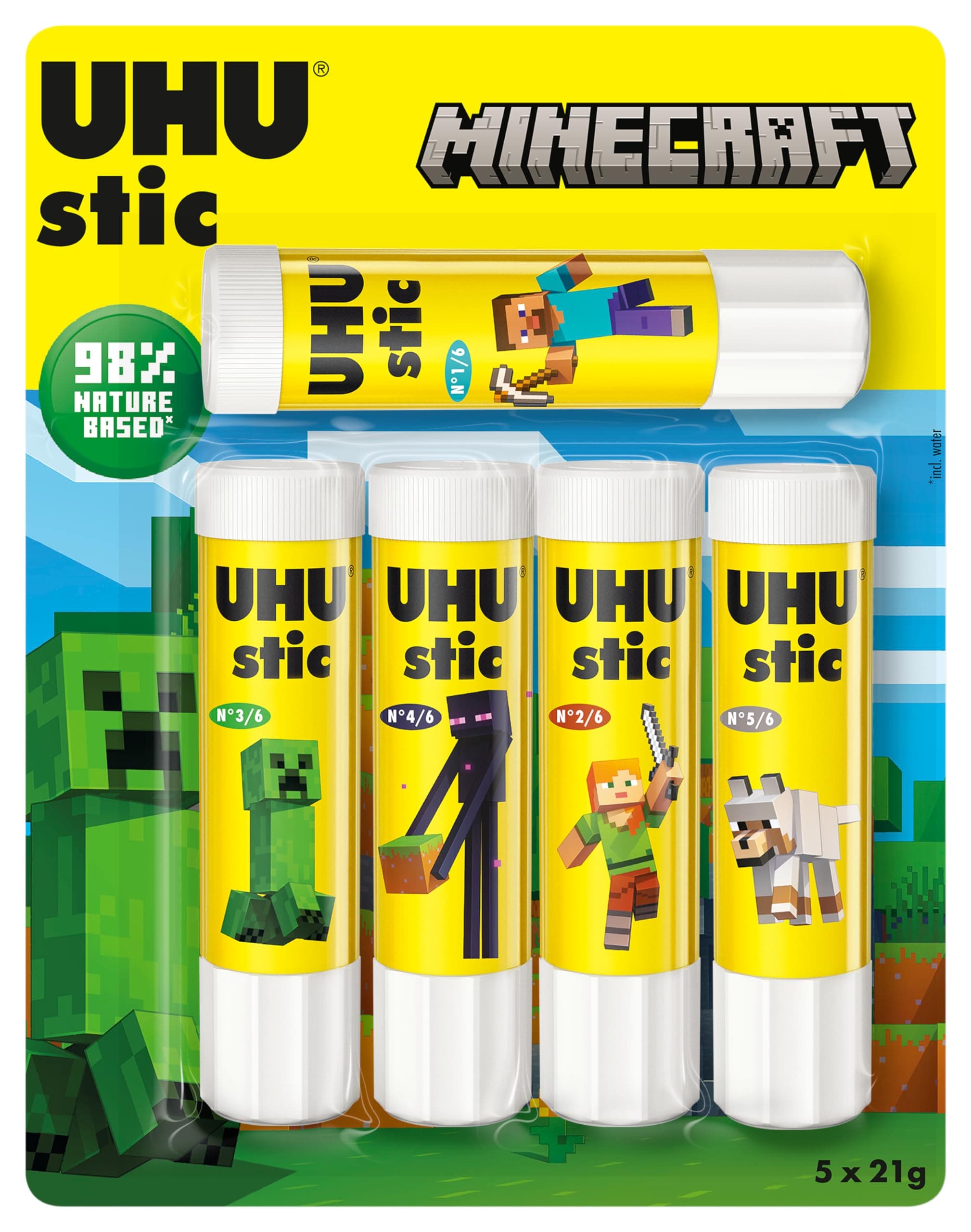🌟 UHU stic Klebestift BTS 2024 MINECRAFT 5x21g 5 x 21g Minecraft 🌟