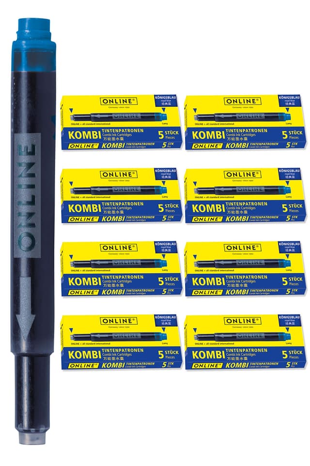 🖋️ ONLINE 40x kompatible LAMY Patronen blau - Vorteilspack königsblau Blau 40 Tintenpatronen 🖋️