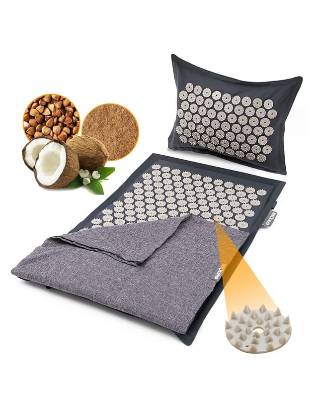 NEOLYMP Akupressurmatte mit Kissen und Eingewöhnungstuch - Massagematte mit 7.452 Druckpunkten 🌿🪡🧘🏻‍♀️