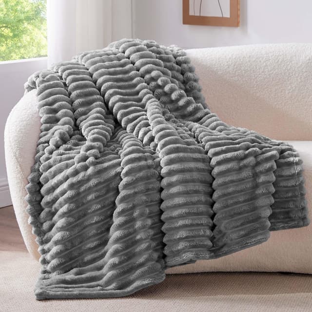 BEDELITE Kuscheldecke Flauschig Decke Klein - weiche Flanell Decken Grau 125x150 🛋️