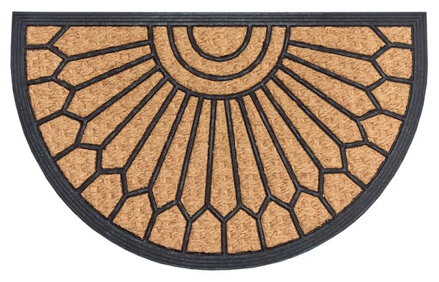 🌿🏡 Hanse Home Kokos & Gummi Fußmatte Halbrund für Innen und Außen - Outdoor Schmutzfangmatte Natur, Kokosmatte Outdoor Ornamente, Wetterfest und rutschfest für Flur, Terrasse, Eingangsbereich - 45x75cm 🌿🏡