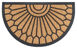 🌿🏡 Hanse Home Kokos & Gummi Fußmatte Halbrund für Innen und Außen - Outdoor Schmutzfangmatte Natur, Kokosmatte Outdoor Ornamente, Wetterfest und rutschfest für Flur, Terrasse, Eingangsbereich - 45x75cm 🌿🏡