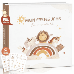 Babytagebuch Rainbow mit Sticker - Mein erstes Jahr Babyalbum 🌈👶🎁