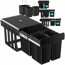 🌟 Tectake® Abfallsammler, Mülleimer 3 Fächer - Mülltrennsystem Küche 🌟