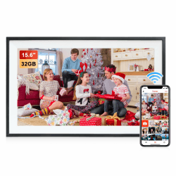 📸🖼️ Frameo Digitaler Bilderrahmen 15,6 Zoll WLAN, 1920x1080 FHD IPS Touchscreen Smart Fotorahmen Angebot bei HelloDeals