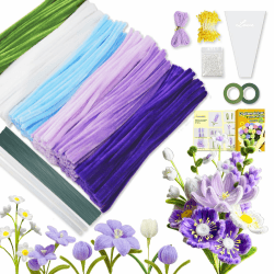 Pfeifenreiniger Blumen DIY-Set - 500 Stück in 6 Farben
