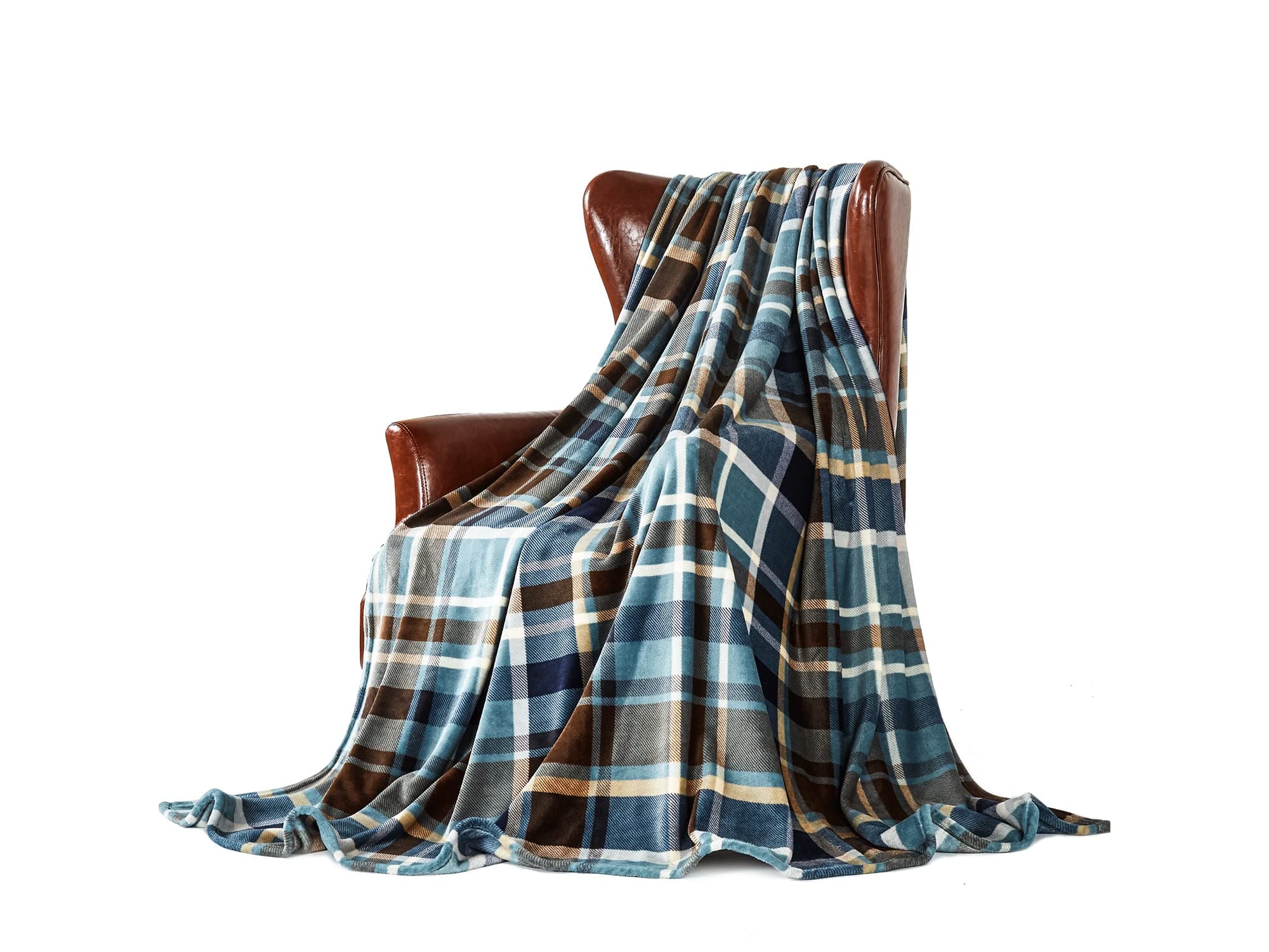 🌟 DREAMLANDING Decke für Sofa - Blaues Karomuster - 150 x 230 cm 🌈