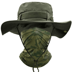 🎣 Camo Angelmütze und Hals Gamasche Set - UPF 50+ Safari Hut