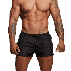 🩳 Herren Badehose Schnelltrocknend mit Reißverschlusstaschen - Schwarz