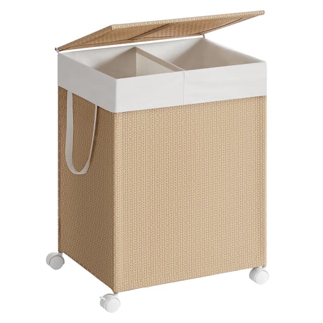 SONGMICS HOME Wäschekorb 2 Fächer, Wäschesammler 100 L 🧺🏡