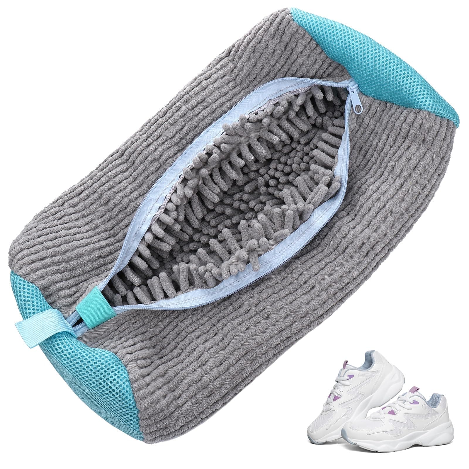 👟🧼 Kssvzz Schuhwaschbeutel Waschmaschine, Wiederverwendbar Schuhbeutel Waschmaschine, Wäschesack Schuhe mit Reißverschluss (Grau) - Angebot
