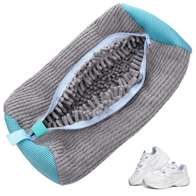 👟🧼 Kssvzz Schuhwaschbeutel Waschmaschine, Wiederverwendbar Schuhbeutel Waschmaschine, Wäschesack Schuhe mit Reißverschluss (Grau) - Angebot