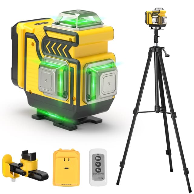🔥 Großer Deal! 4D 16 Linienlaser mit Stativ - Grün Kreuzlaser 4x360°