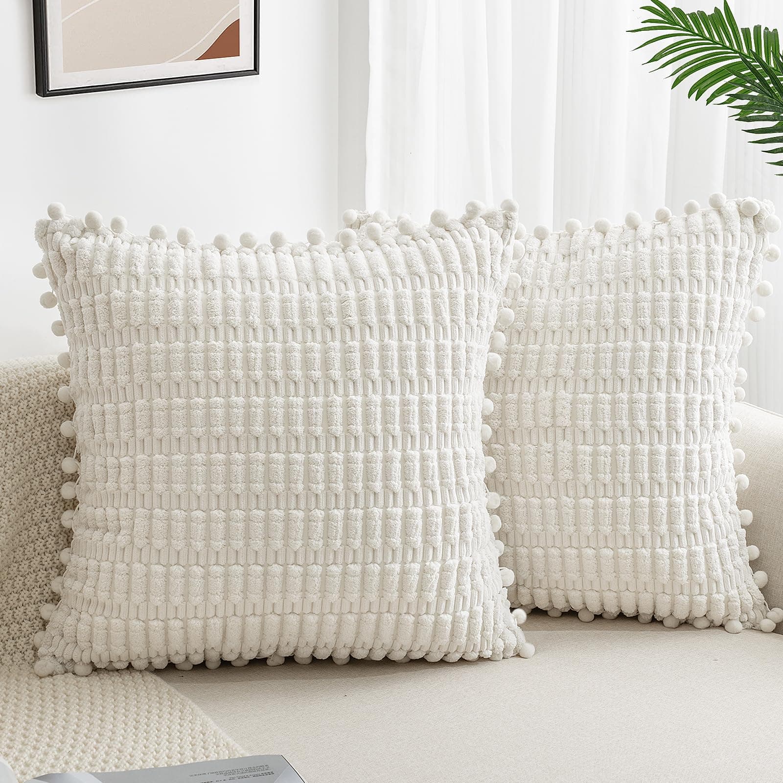 🌟 ZWJD 2er Set Beige Kissenbezug 40x40 Kordsamt Sofakissen 🌟