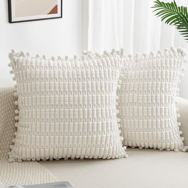 🌟 ZWJD 2er Set Beige Kissenbezug 40x40 Kordsamt Sofakissen 🌟