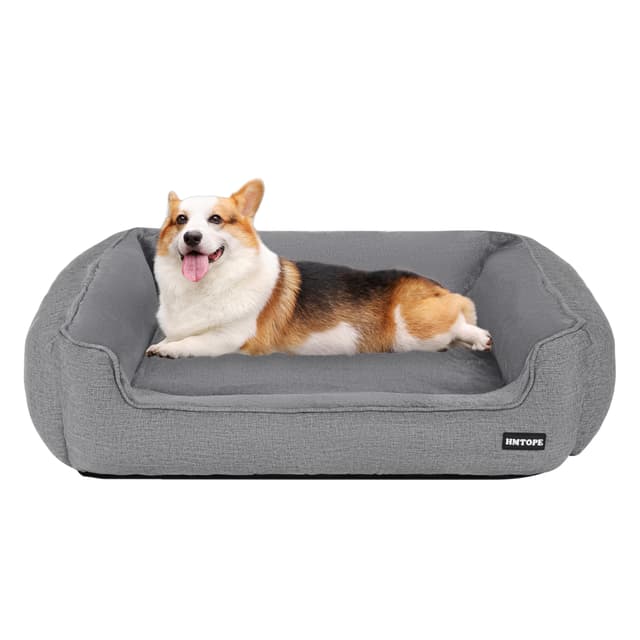 🐾 HMTOPE Hundebett 90 x 75 x 25 cm Hellgrau - Gemütlich und komfortabel für Ihren besten Freund 🐶