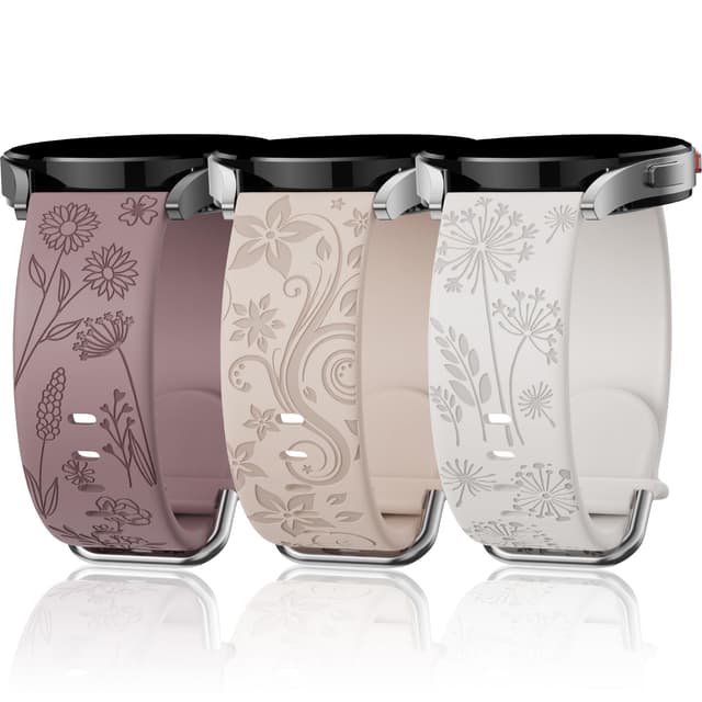 Florales Graviertes Armband für Samsung Galaxy Watch - 3 Stück Silikon Ersatzarmband