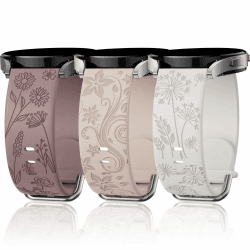 Florales Graviertes Armband für Samsung Galaxy Watch - 3 Stück Silikon Ersatzarmband