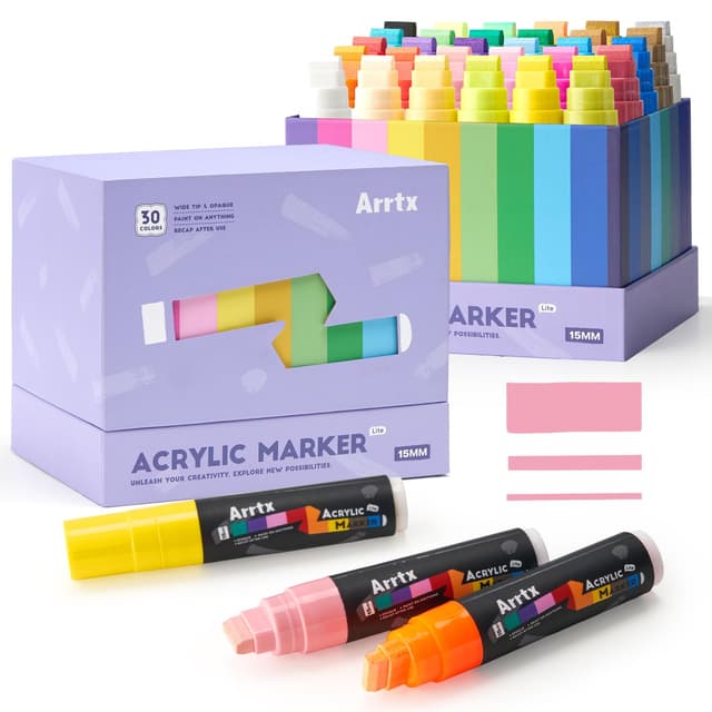 Arrtx Graffiti Acryl Marker Set, 15mm Jumbo-Filzspitze Grafitistifte, 30 Jumbo Marker