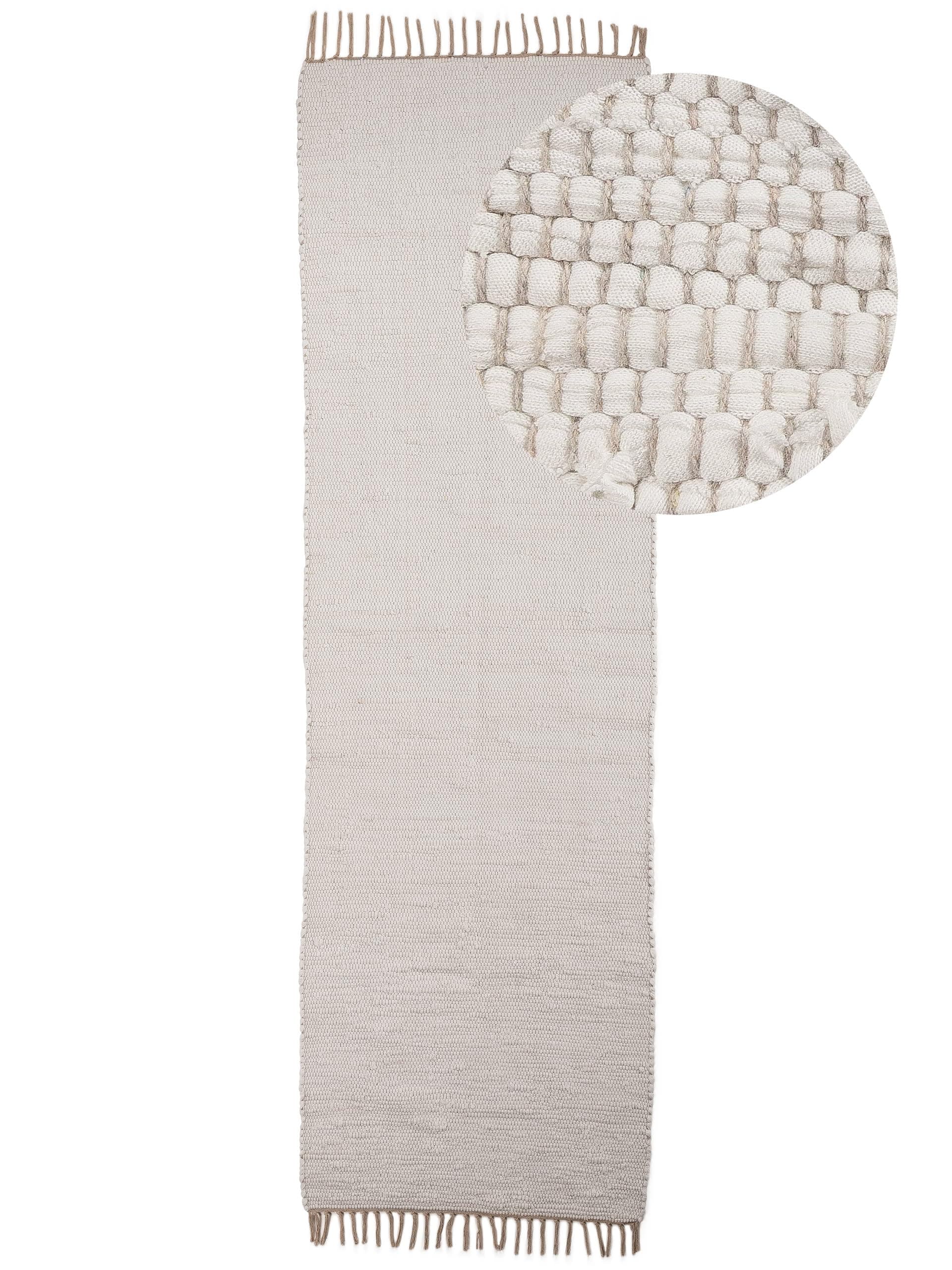 🌟 Super Angebot! Handgewebter Flickenteppich Kelim Chindi Läufer Weiß 70x200 cm