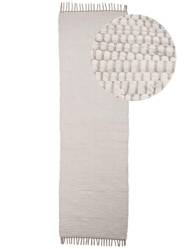 🌟 Super Angebot! Handgewebter Flickenteppich Kelim Chindi Läufer Weiß 70x200 cm