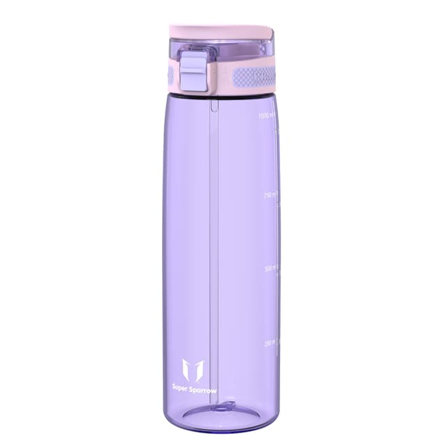 Super Sparrow Trinkflasche - TouchSip Wasserflasche - 500ml, 750ml, 1000ml - BPA-frei - Ideale Sportflasche - Strohhalm Tritan Flasche für Sport, Outdoor und Camping - Leicht, Nachhaltig 1000 ml Blassviolett 🌟🌿