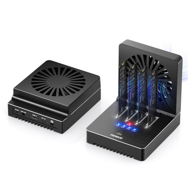 FIDECO M.2 NVMe Docking Station - 4-Bay SSD Cloner Dock 🚀