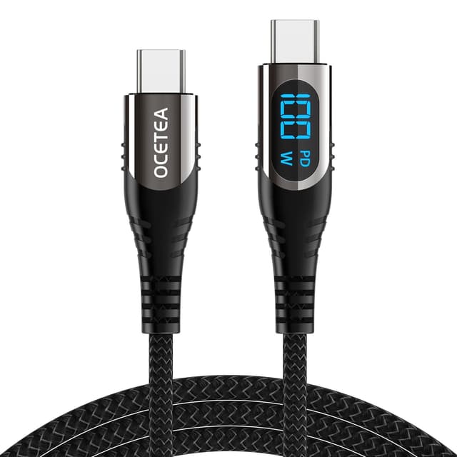 🔋📱 Ocetea 100W USB C auf USB C Kabel, 2M PD Schnellladekabel USB C Ladekabel QC5.0 mit LED Display