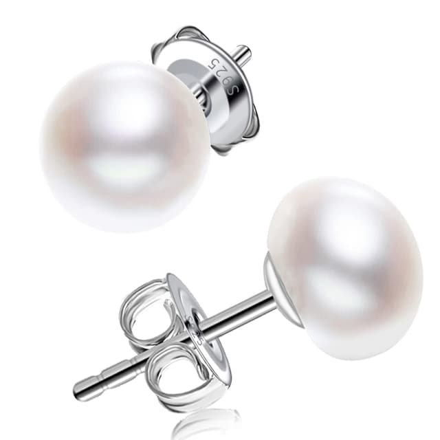 Perlenohrringe Silber 925 Damen 6/8/10/11mm Button Weiß Süßwasser Ohrstecker 8mm