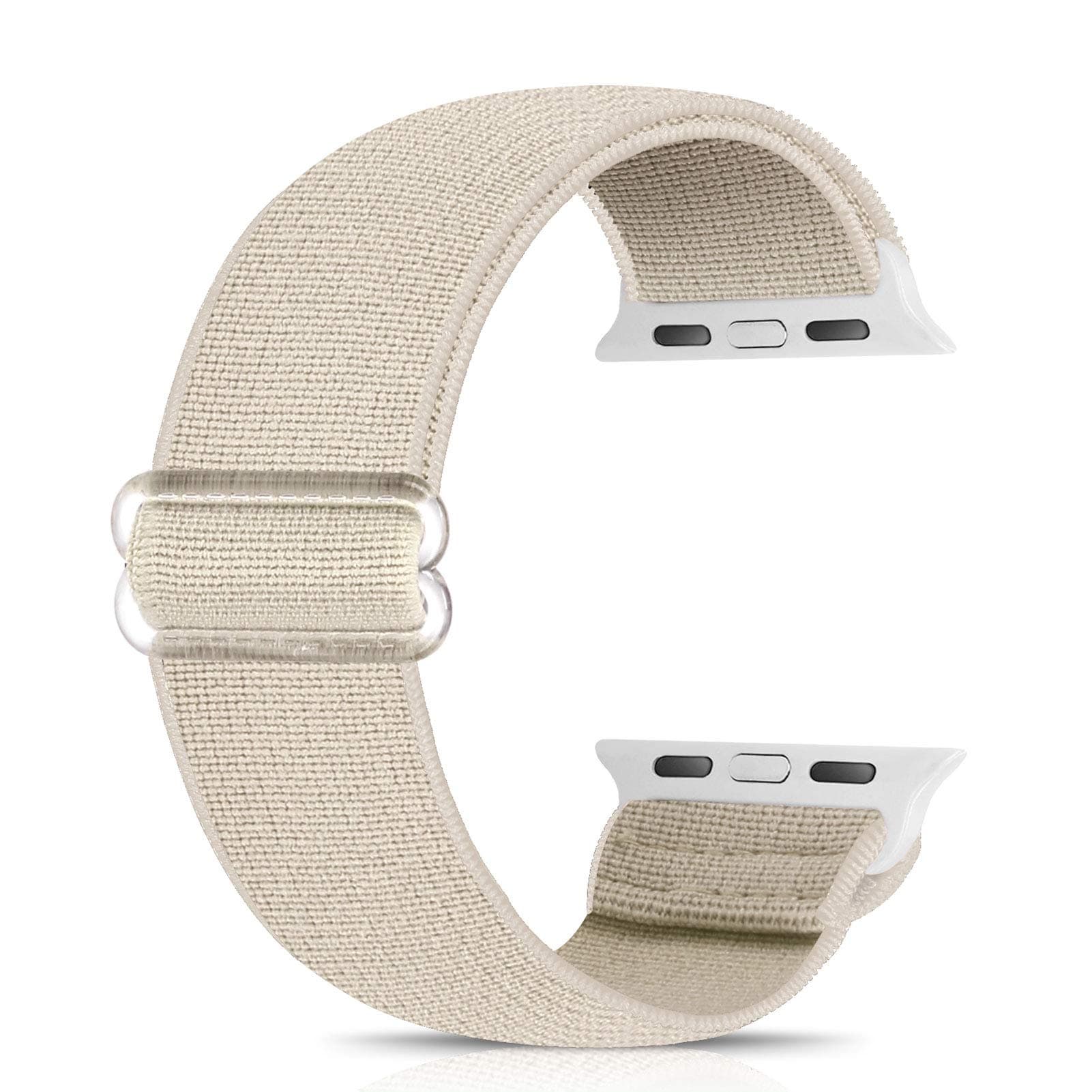 🌿 Ecogbd Elastic Ersatzarmband für Apple Watch | Weiches Nylon Armband | Kompatibel mit iWatch Serie | Beige