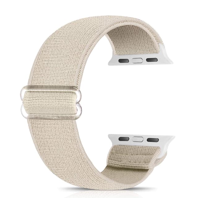 🌿 Ecogbd Elastic Ersatzarmband für Apple Watch | Weiches Nylon Armband | Kompatibel mit iWatch Serie | Beige
