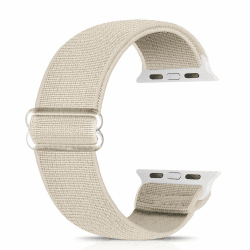 🌿 Ecogbd Elastic Ersatzarmband für Apple Watch | Weiches Nylon Armband | Kompatibel mit iWatch Serie | Beige
