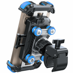 JOYROOM Handyhalterung Motorrad 🏍️ [Doppelt Vibrationsgedämpft] Handyhalter Fahrrad 🚲 [Mit einem Klick öffnen] 360° Drehbar Lenker Halter für iPhone 16/15/14/13 Samsung S24/S23 Blau