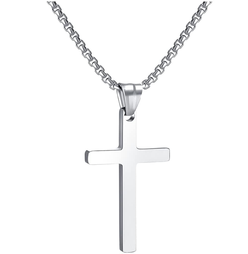 RWQIAN Kreuzkette Herren 🌟 Kreuz kette Silber Gold Schwarz | Edelstahl Männer Anhänger Kreuz Halskette