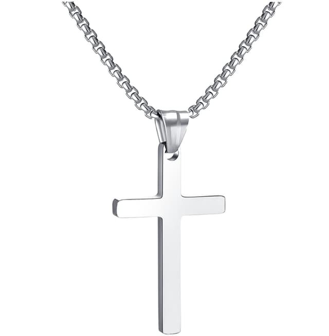 RWQIAN Kreuzkette Herren 🌟 Kreuz kette Silber Gold Schwarz | Edelstahl Männer Anhänger Kreuz Halskette