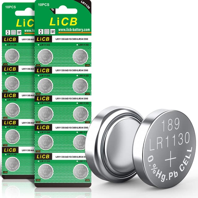 LiCB 20 Stück LR1130 Batterien Knopfzellen, AG10 l1131 189 1,5V Alkaline Batterie