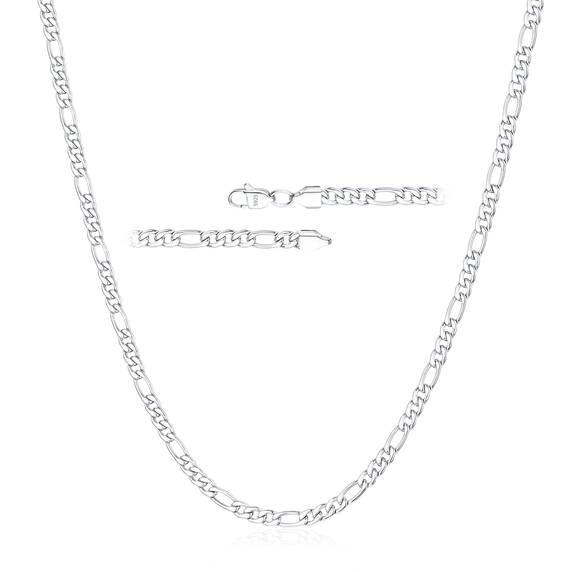 🎁 Esrael 925 Sterling Silber Figaro Kette für Männer - Robust & Non-Fading