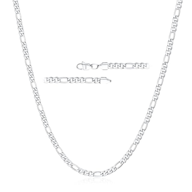 🎁 Esrael 925 Sterling Silber Figaro Kette für Männer - Robust & Non-Fading