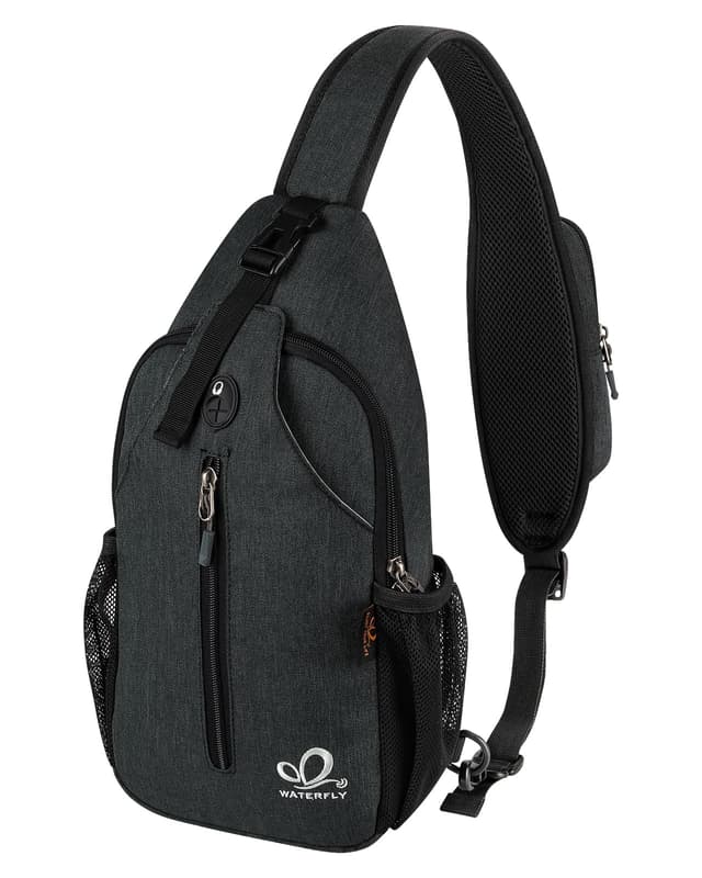 WATERFLY Sling Rucksack Umhängetasche Hanf Schwarz 🎒