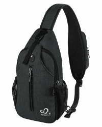 WATERFLY Sling Rucksack Umhängetasche Hanf Schwarz 🎒