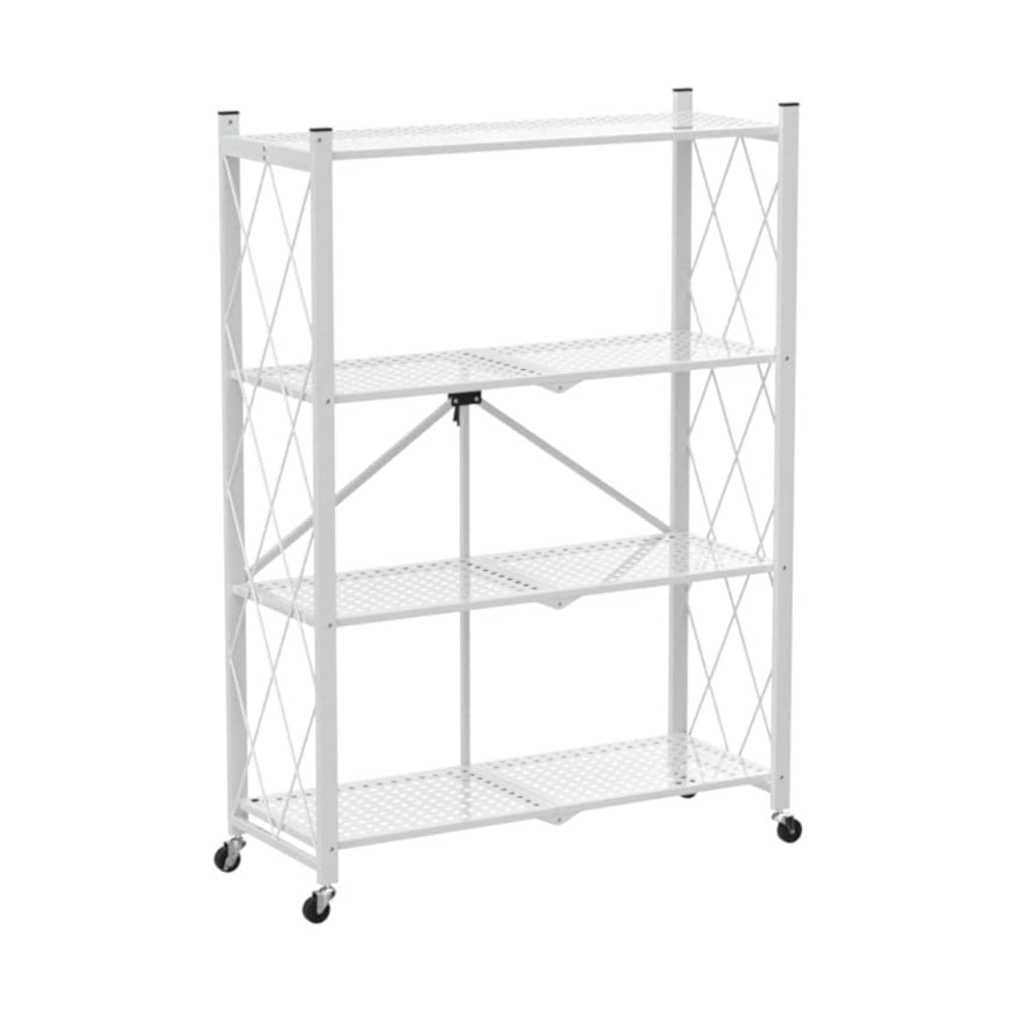 PROREGAL KLAP klappbares Regal mit Rollen | 4 Böden/Fächer | Weiß | Belastbarkeit 200kg
