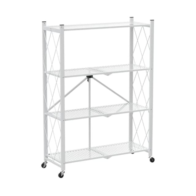 PROREGAL KLAP klappbares Regal mit Rollen | 4 Böden/Fächer | Weiß | Belastbarkeit 200kg