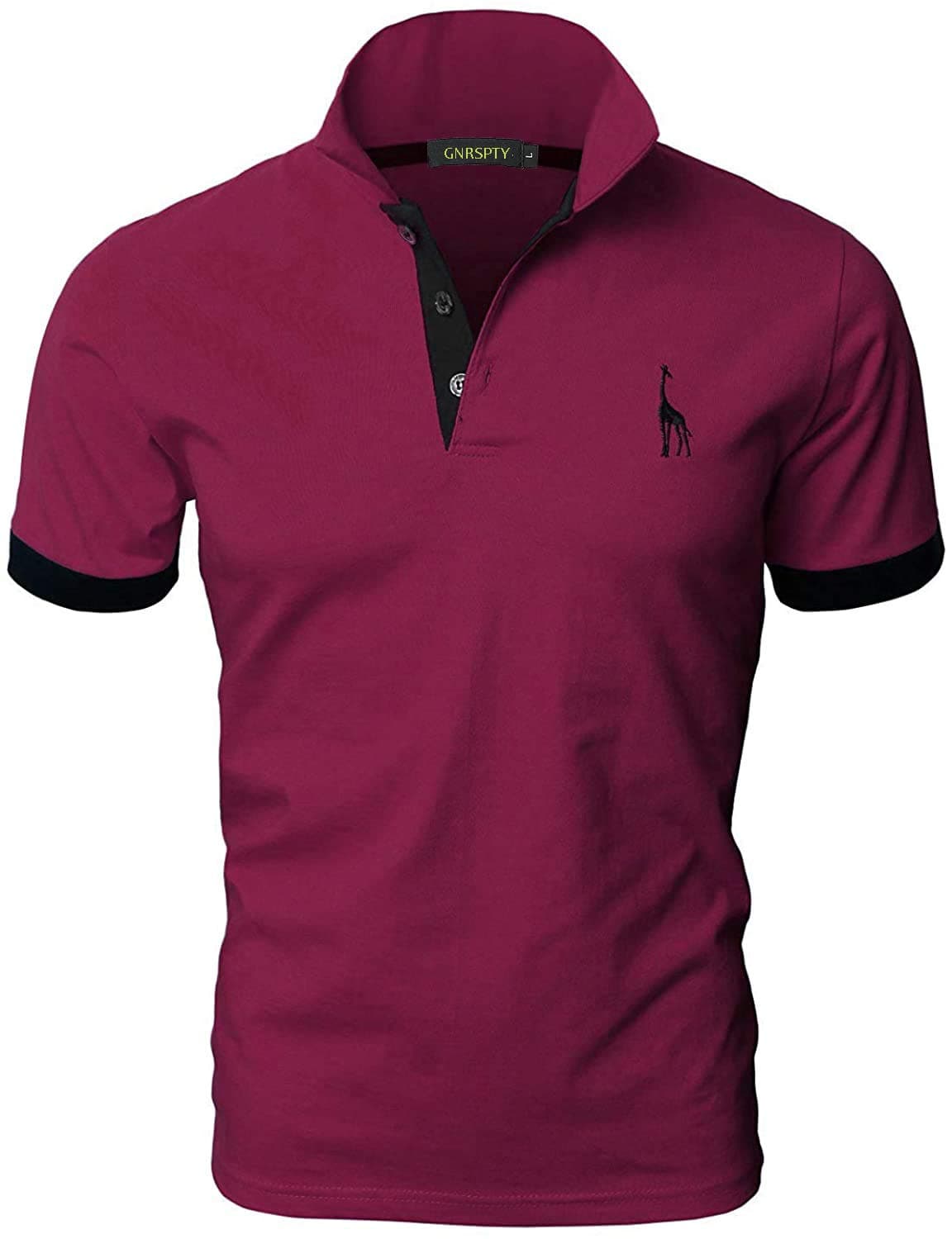 🦒 GNRSPTY Poloshirt Herren Kurzarm Polohemd Giraffe Stickerei Einfarbig T-Shirt M-3XL XL Rot 1 Deal!