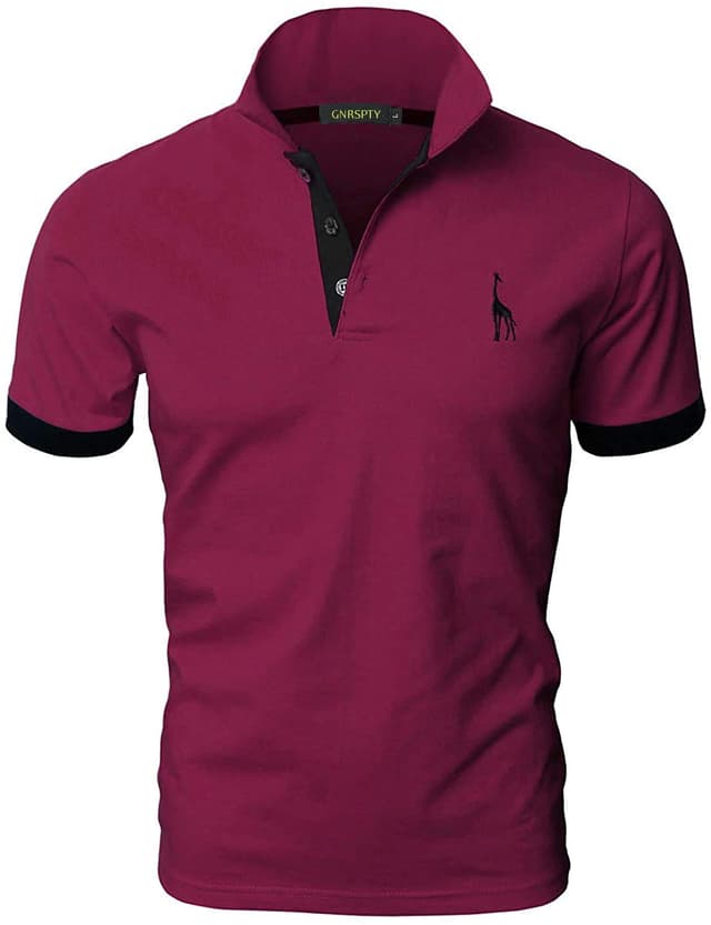 🦒 GNRSPTY Poloshirt Herren Kurzarm Polohemd Giraffe Stickerei Einfarbig T-Shirt M-3XL XL Rot 1 Deal!