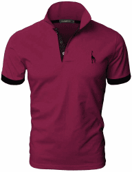 🦒 GNRSPTY Poloshirt Herren Kurzarm Polohemd Giraffe Stickerei Einfarbig T-Shirt M-3XL XL Rot 1 Deal!