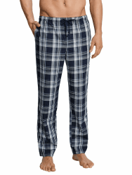 🌙 Super Angebot! Schiesser Herren Lange Schlafhose Web-Mix + Relax Pyjamaunterteil 56 Dunkelblau-gem.