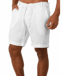 YAOBAOLE Leinen Shorts Herren Lässige Sommer Bermuda Shorts XL Weiß 🩳